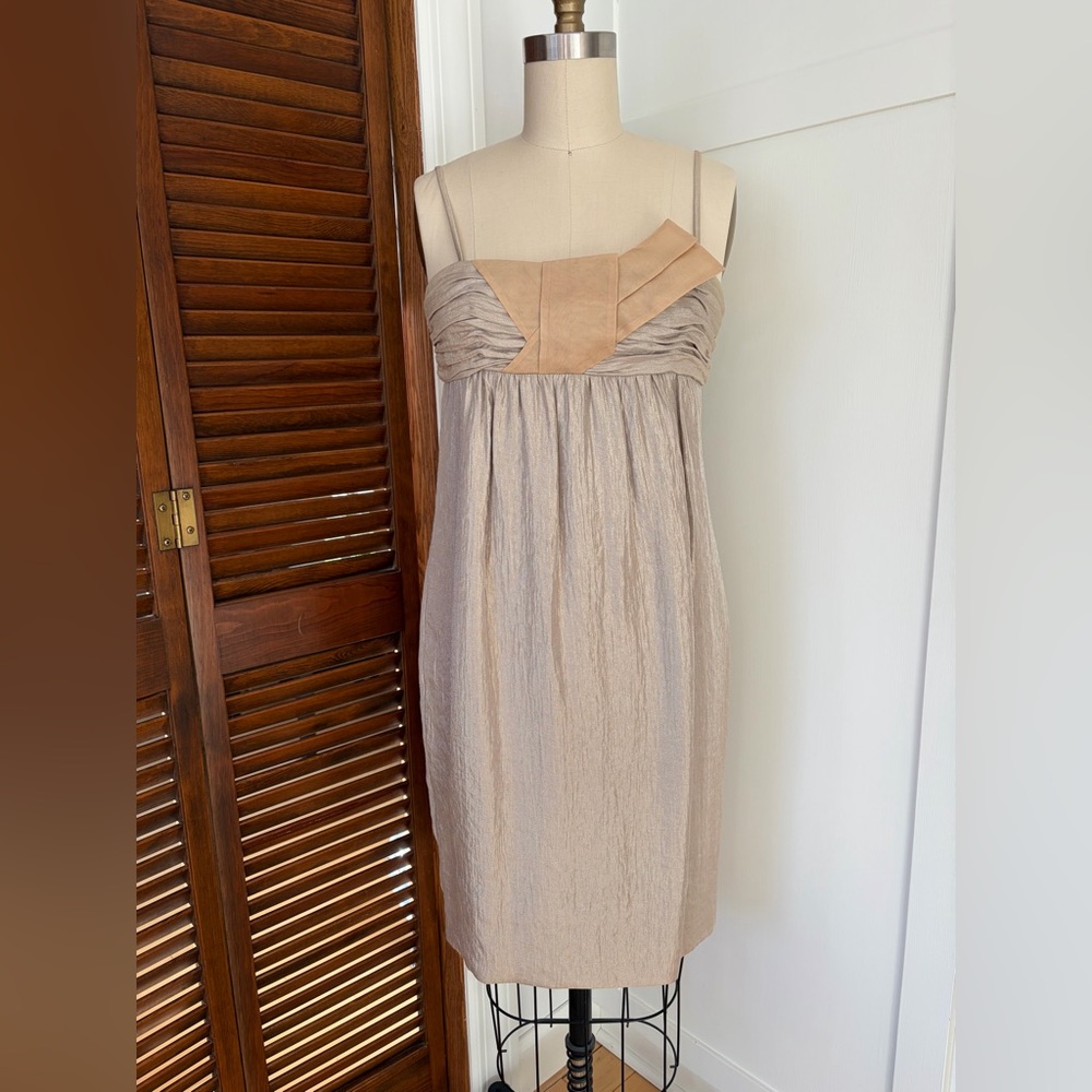 BCBG Sleeveless Champagne Empire-Waist Cocktail Dress